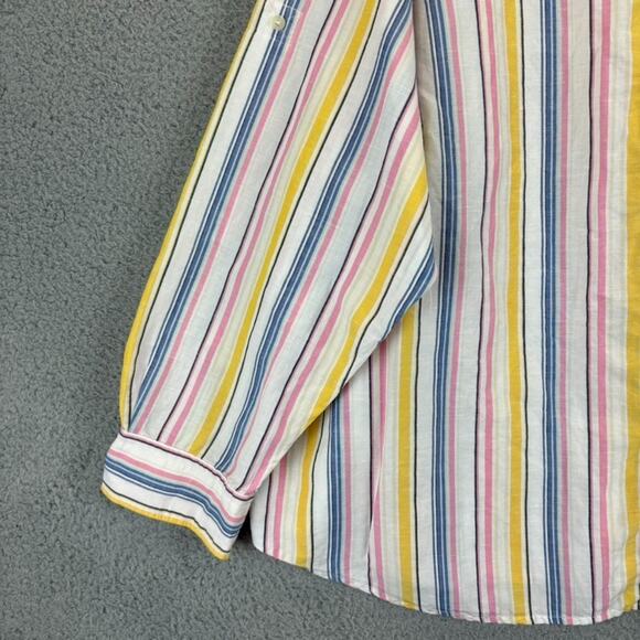 Ralph Lauren Linen Top 2X Lagenlook Beachy Preppy Natural Stripe Boxy Roomy LRL - Picture 4 of 13